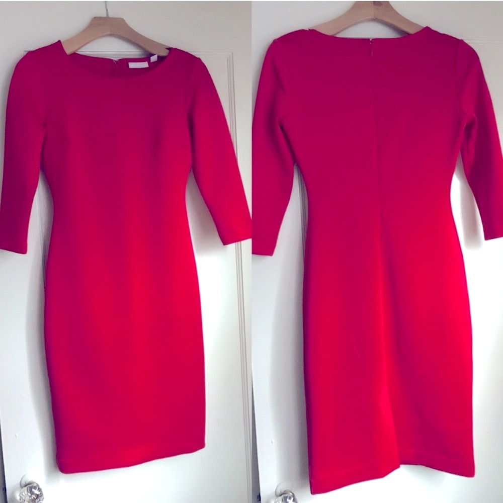 Gorgeous Body Con style Red Soft 3/4 Sleeve Midi Dress - Picture 2 of 2